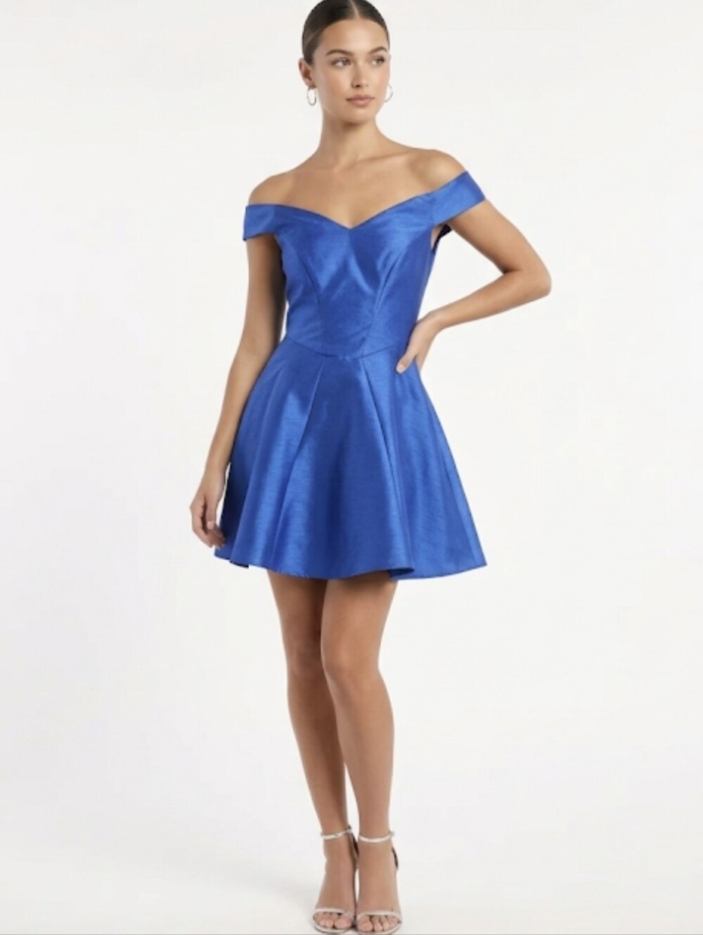 NWOT CAMEO Royal Blue Off-the-Shoulder Fit & Flare Mini Dress | Size M